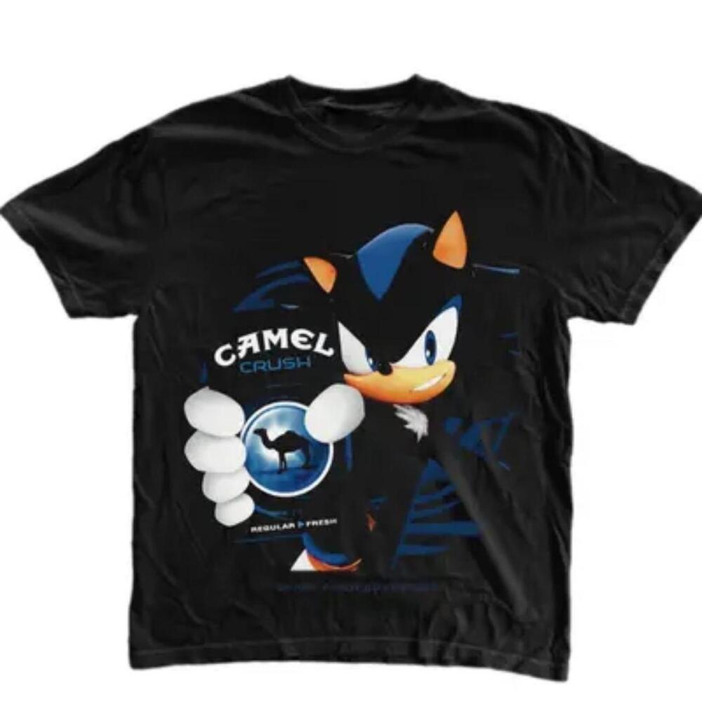 Sonic The Hedgehog Camel Crush Black Cotton T Shirt